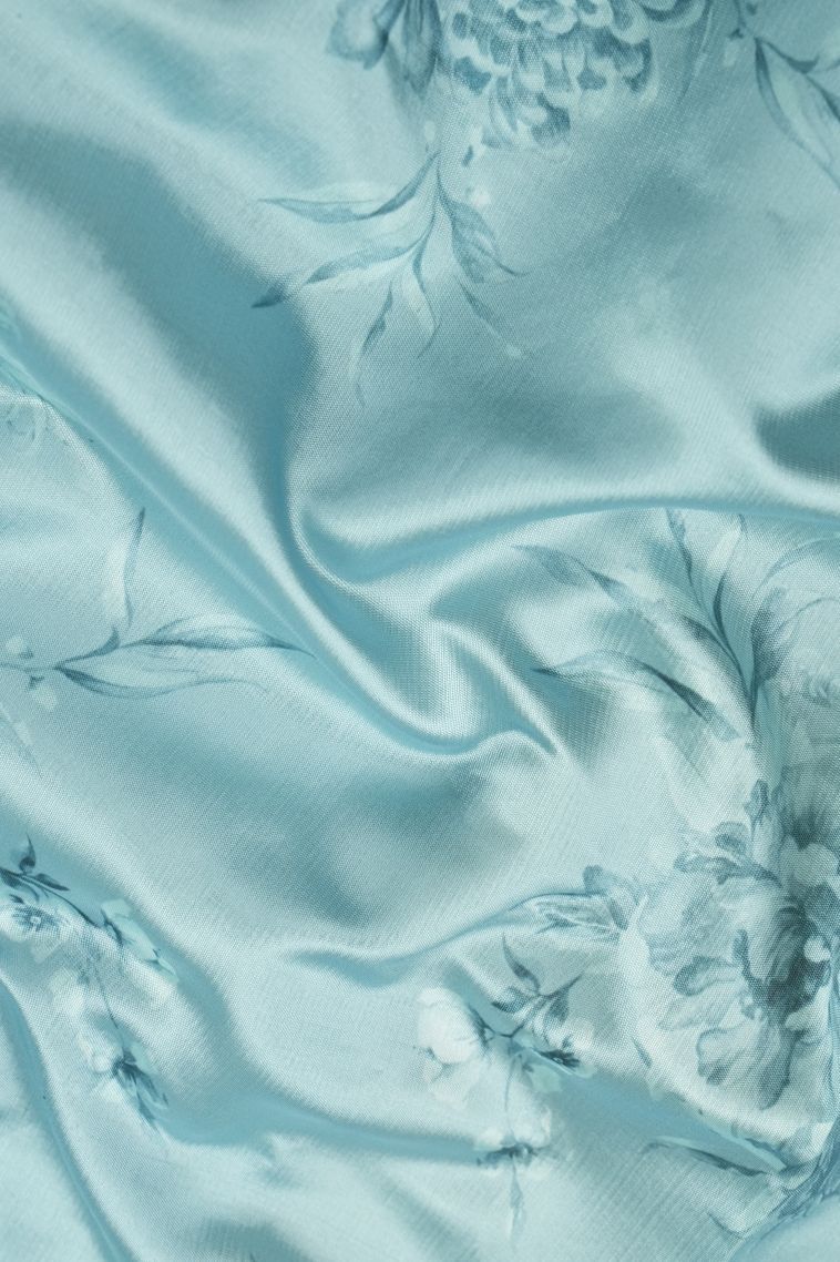 Cerulean Blue Organza Saree with Without Zari Zari Floral Patterns view 3