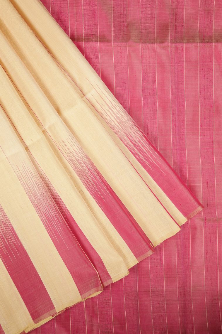 Cream White Soft Silk Saree with Without Zari Zari Plain view 1