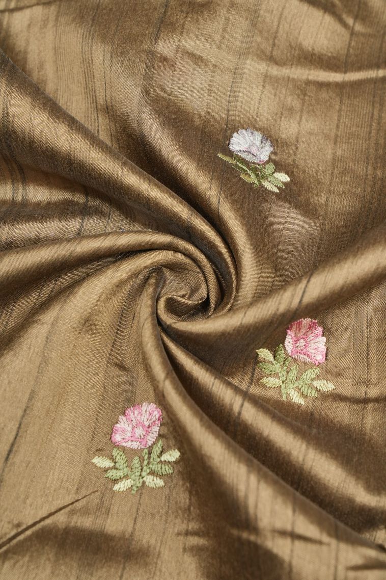 Tortilla Brown Tussar Saree with Without Zari Zari Buttis (small Dots Or Motifs) view 4