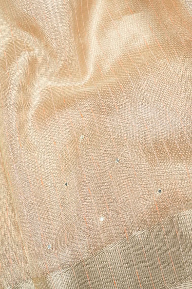 Peach Pink Organza Saree with Without Zari Zari Floral Patterns view 3