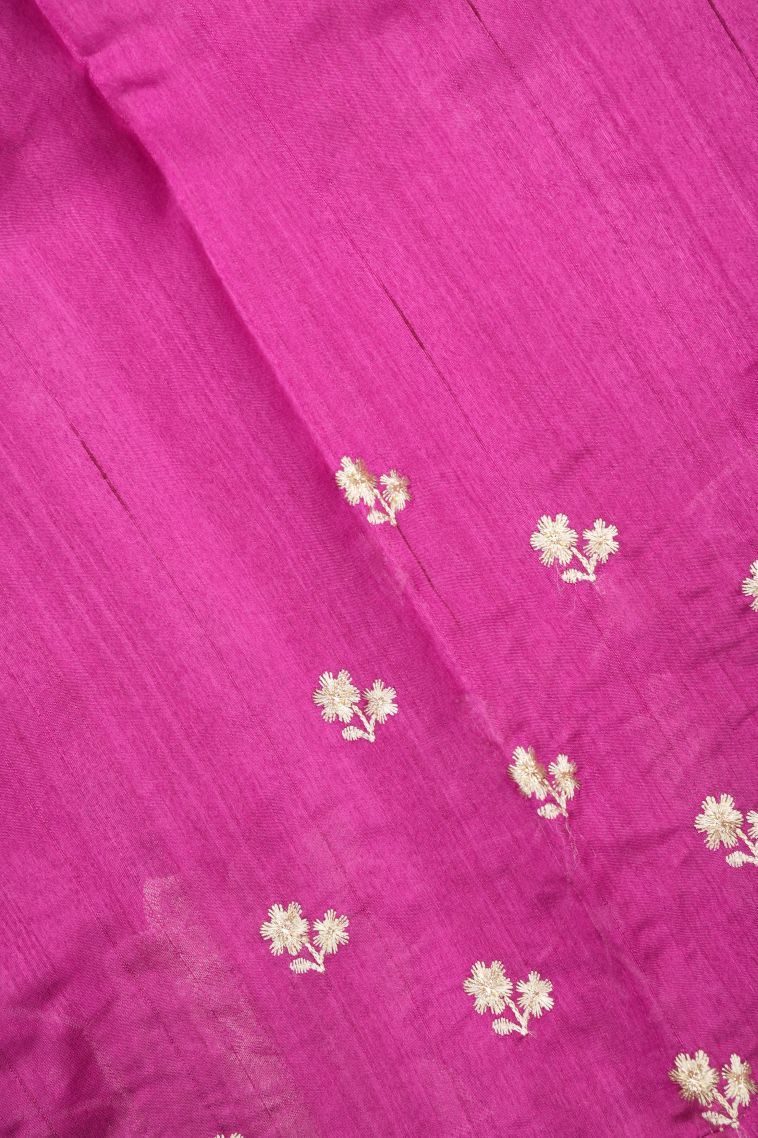 Magenta Purple Tussar Saree with Without Zari Zari Buttis (small Dots Or Motifs) view 3