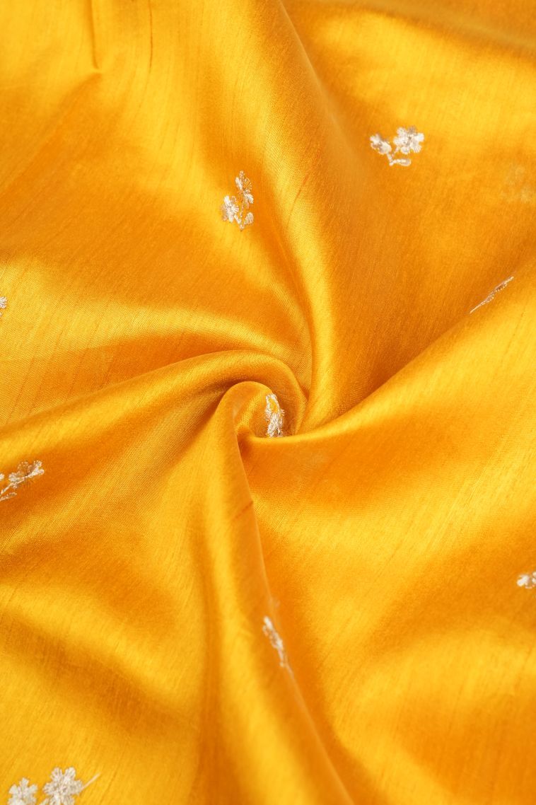 Lemon Yellow Tussar Saree with Without Zari Zari Buttis (small Dots Or Motifs) view 4