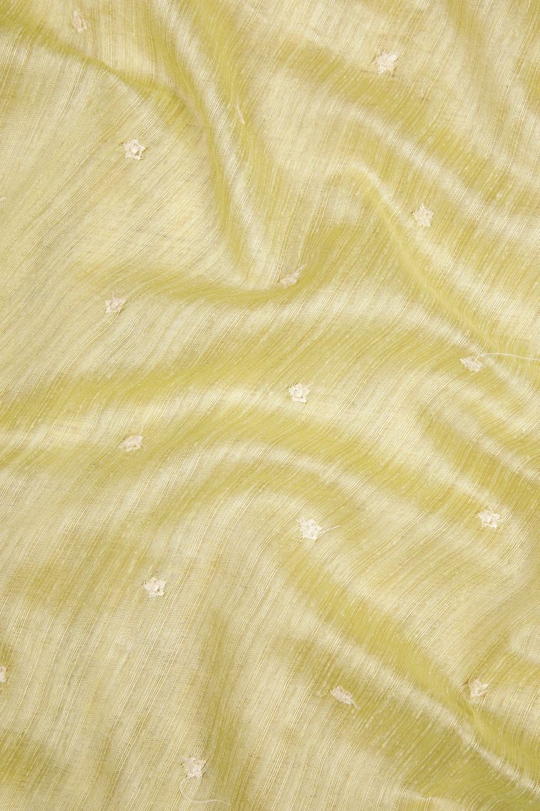 Lime Green Tussar Saree with Without Zari Zari Buttis (small Dots Or Motifs) view 3