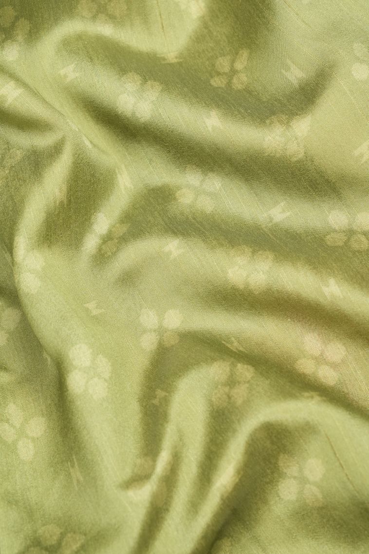 Olive Green Tussar Saree with Without Zari Zari Buttis (small Dots Or Motifs) view 3