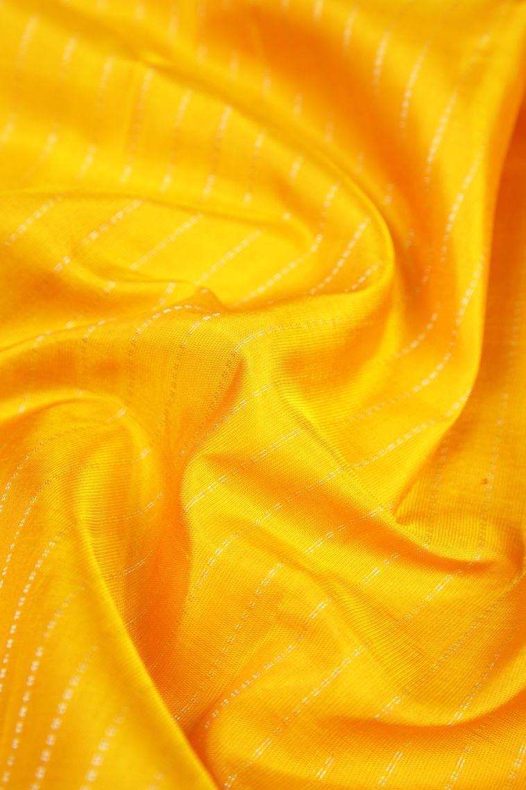 Lemon Yellow Soft Silk Saree with Silver Zari Floral Patterns view 4