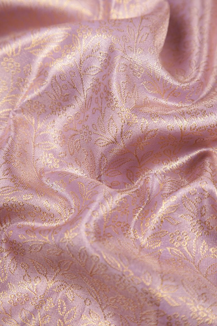 Lavender Purple Tissue Silk Sarees with Silver Zari Floral Patterns view 4