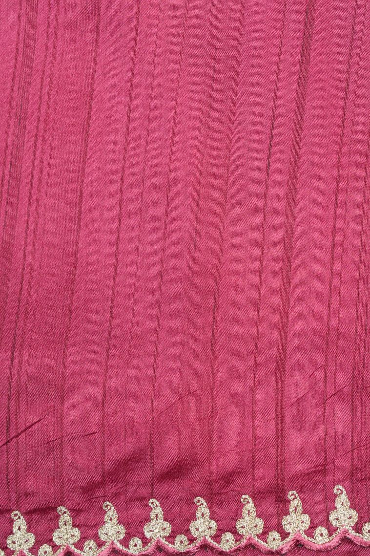 Bubblegum Pink Tussar Saree with Without Zari Zari Plain view 3