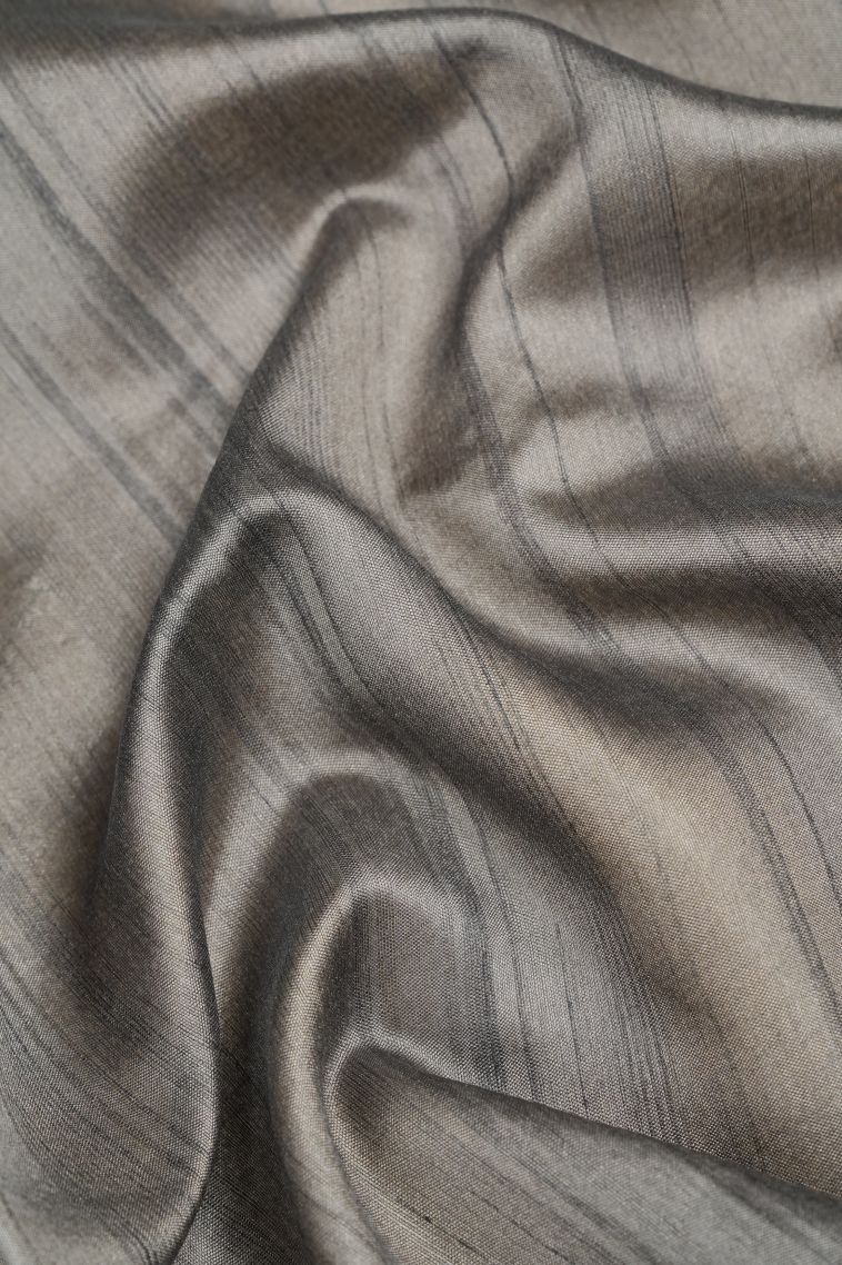 Gray Black Tussar Saree with Without Zari Zari Buttis (small Dots Or Motifs) view 3