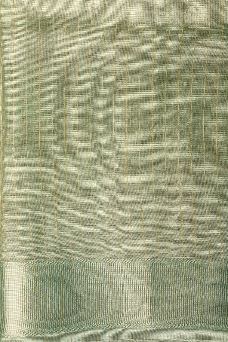 Mint Green Organza Saree with Without Zari Zari Floral Patterns view 3
