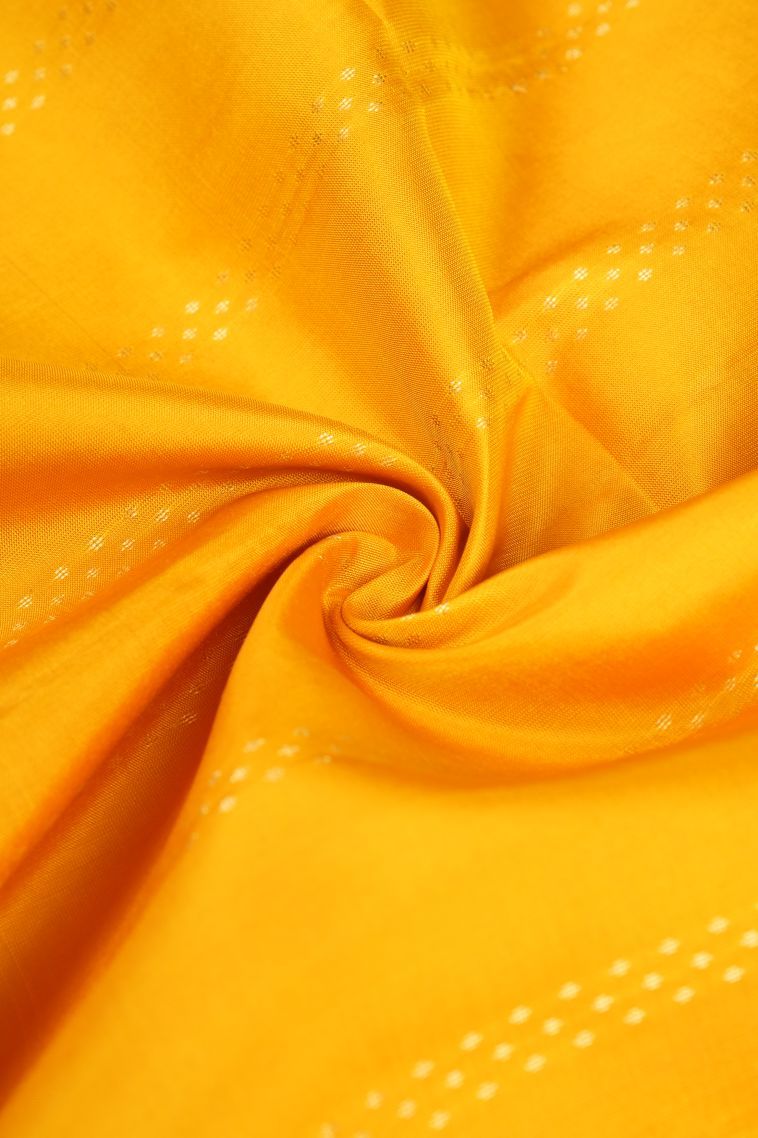 Lemon Yellow Soft Silk Saree with Gold Zari Stripes view 4