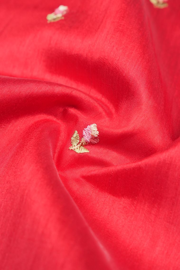 Strawberry Pink Tussar Saree with Without Zari Zari Buttis (small Dots Or Motifs) view 4