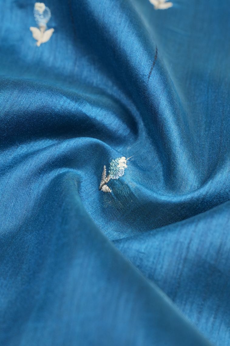 Lapis Blue Tussar Saree with Without Zari Zari Paisley (mango Design) view 4