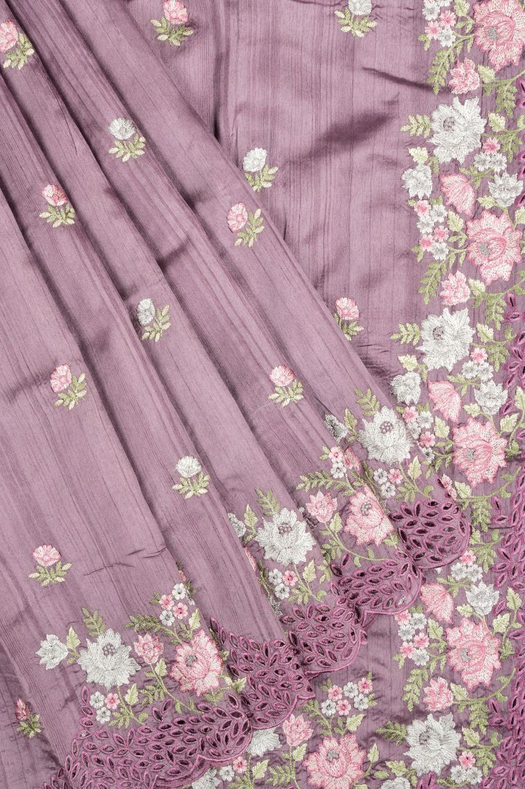 Lilac Purple Tussar Saree with Without Zari Zari Buttis (small Dots Or Motifs) view 1