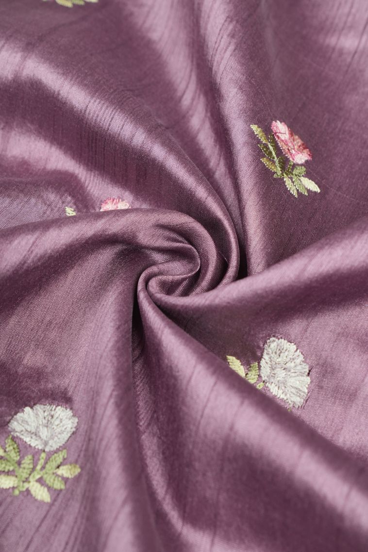 Lilac Purple Tussar Saree with Without Zari Zari Buttis (small Dots Or Motifs) view 4