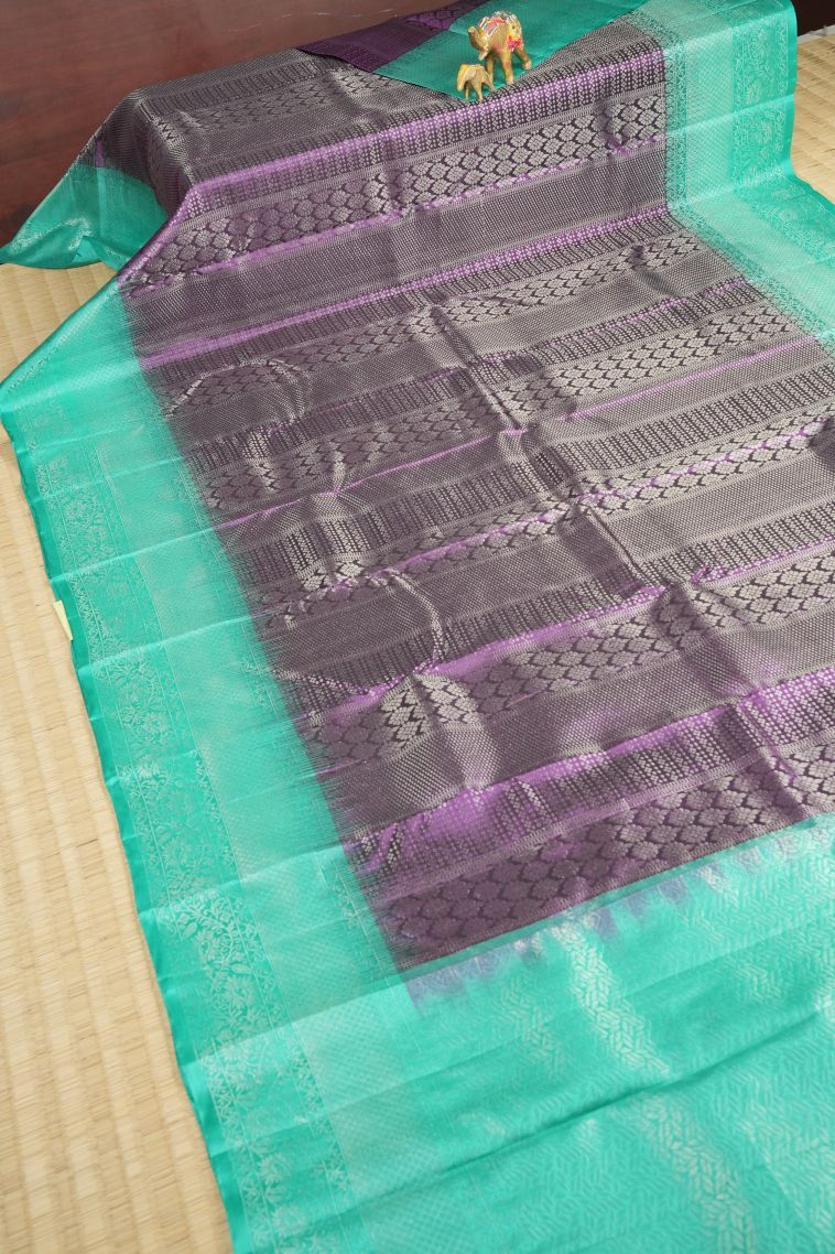 Amethyst Purple Soft Silk Saree with Silver Zari Floral Patterns view 2
