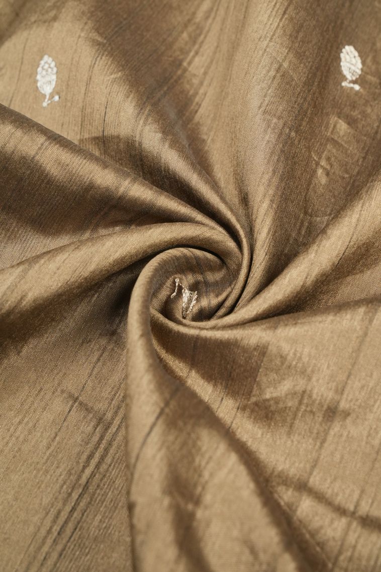 Tortilla Brown Tussar Saree with Without Zari Zari Buttis (small Dots Or Motifs) view 4