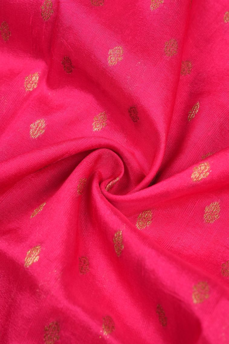 Hot Pink Banaras Sarees with Copper Zari Buttis (small Dots Or Motifs) view 4