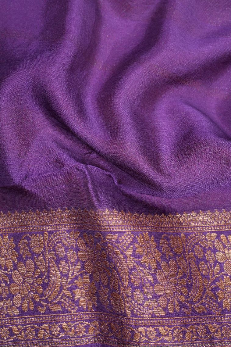 Hot Pink Banaras Sarees with Copper Zari Buttis (small Dots Or Motifs) view 3