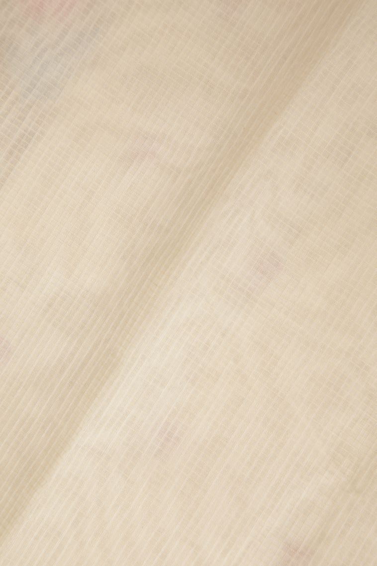 Cream White Tussar Saree with Without Zari Zari Buttis (small Dots Or Motifs) view 3