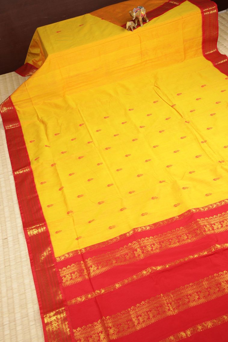Lemon Yellow Kalyani Cotton with Without Zari Zari Buttis (small Dots Or Motifs) view 2