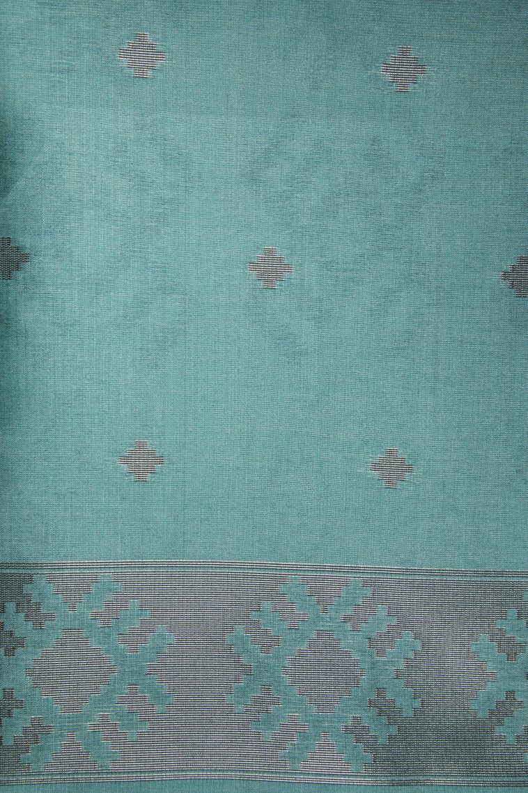 Gold Tussar Saree with Bronze Zari Buttis (small Dots Or Motifs) view 3