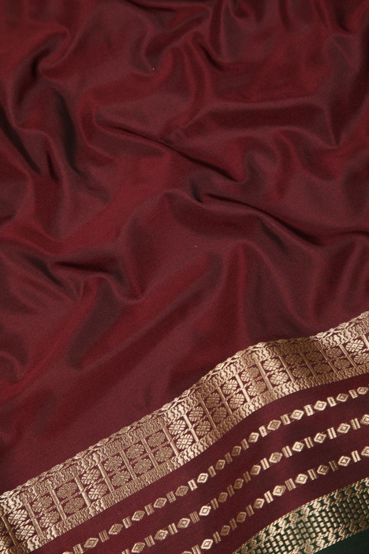 Basil Green Soft Silk Saree with Copper Zari Buttis (small Dots Or Motifs) view 3