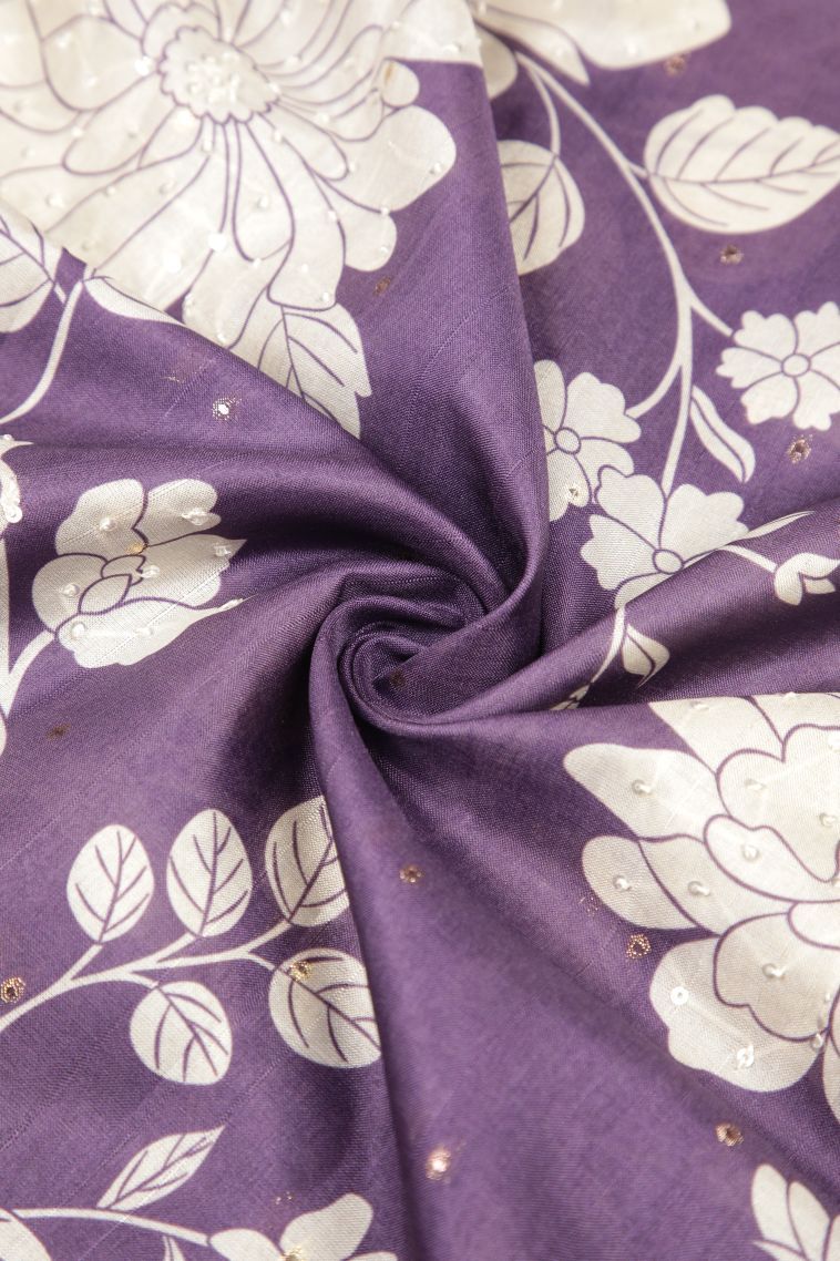 Mauve Purple Tussar Saree with Without Zari Zari Floral Patterns view 4