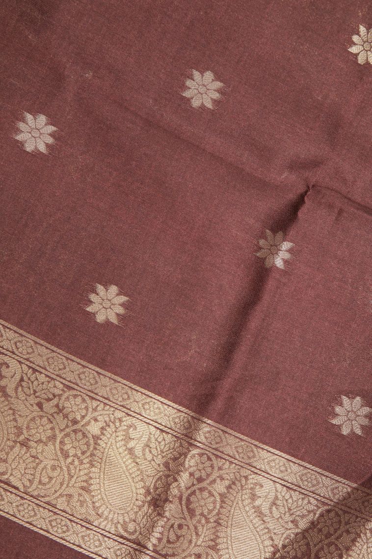 Lemonade Pink Tussar Saree with Without Zari Zari Floral Patterns view 3