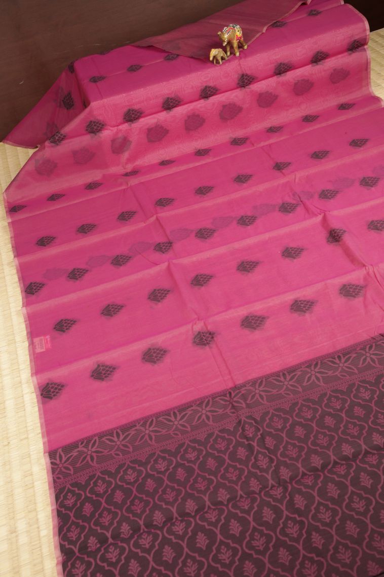 Bubblegum Pink Silk Cotton with Without Zari Zari Buttis (small Dots Or Motifs) view 2
