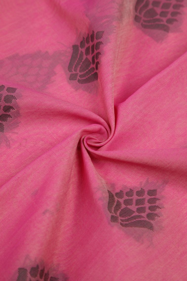 Bubblegum Pink Silk Cotton with Without Zari Zari Buttis (small Dots Or Motifs) view 4