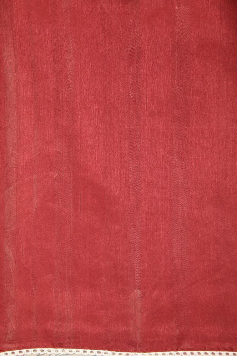 Apple Red Tussar Saree with Without Zari Zari Floral Patterns view 3