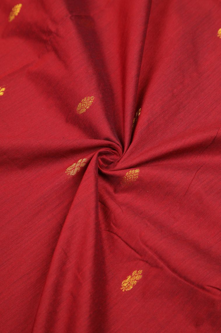 Apple Red Kalyani Cotton with Without Zari Zari Buttis (small Dots Or Motifs) view 4