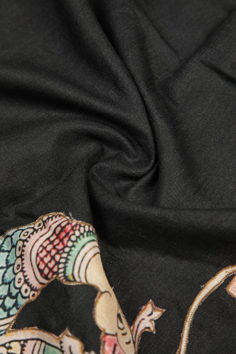 Asphalt Black Tussar Saree with Without Zari Zari Floral Patterns view 4