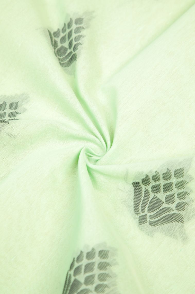 Pistachio Green Silk Cotton with Without Zari Zari Buttis (small Dots Or Motifs) view 4