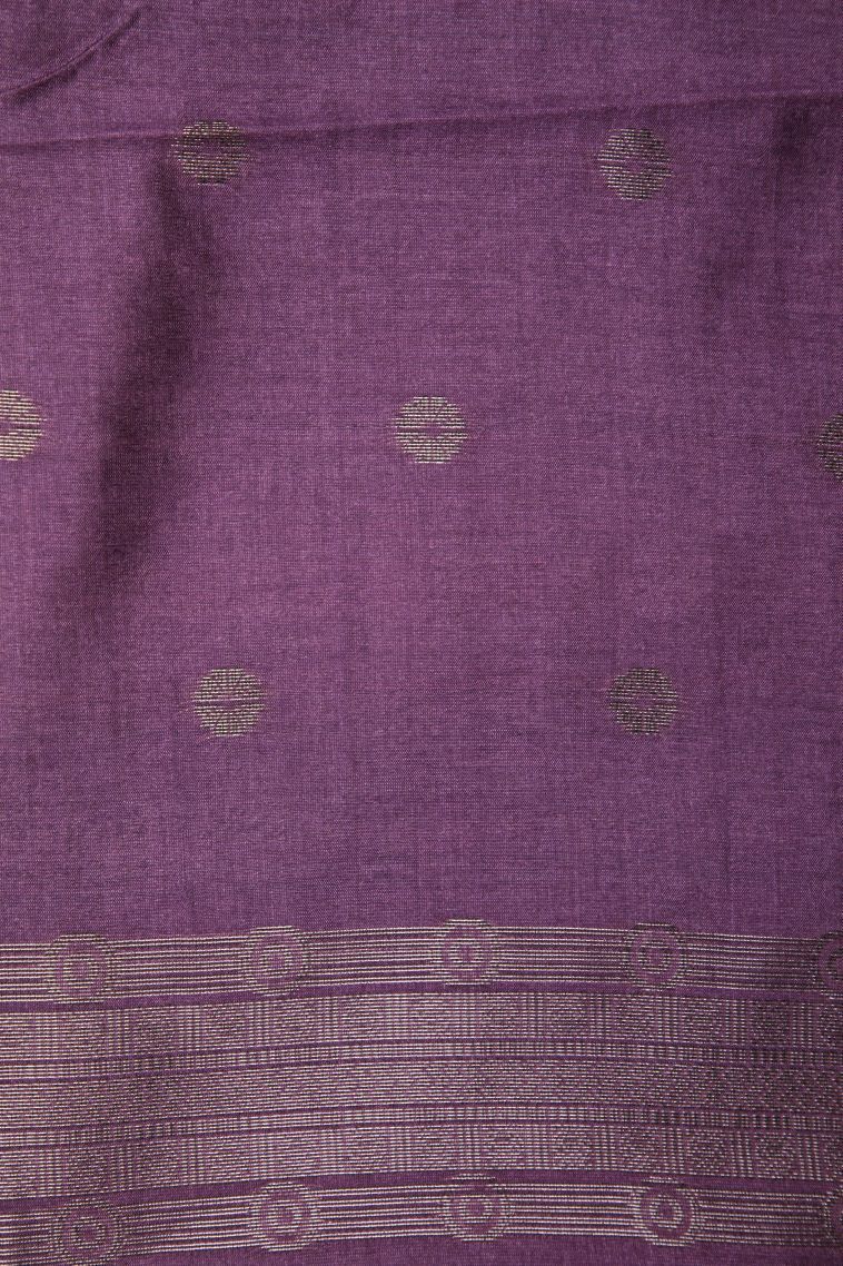 Ballet Pink Tussar Saree with Bronze Zari Stripes view 3