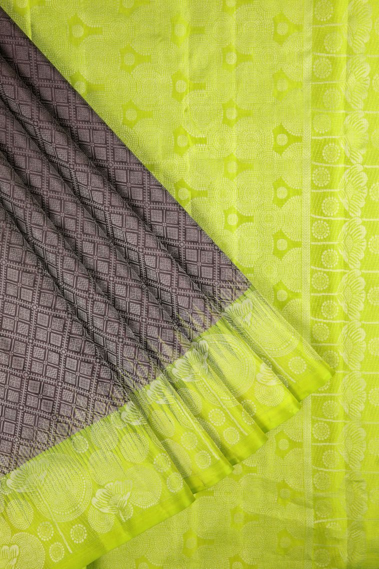 Mulberry Purple Soft Silk Saree with Silver Zari Floral Patterns view 1