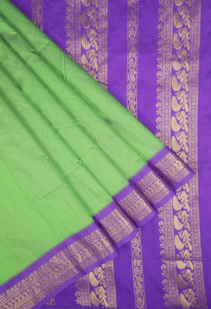 Emerald Green Kalyani Cotton with Without Zari Zari Plain