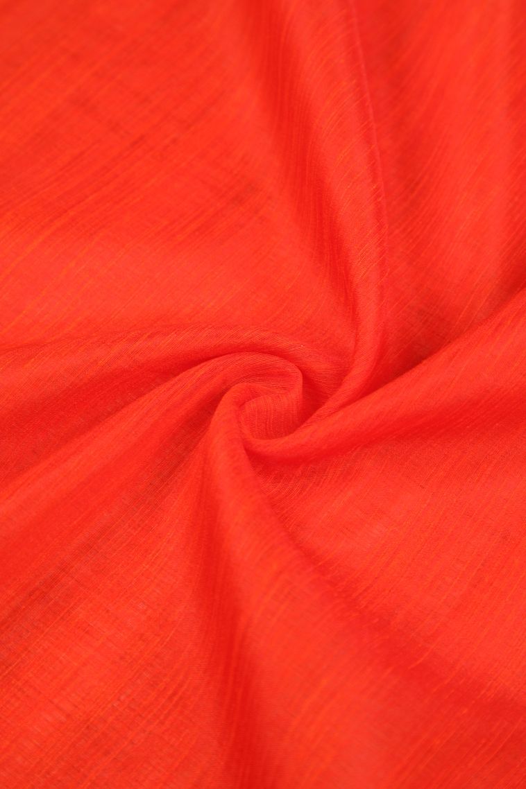 Tiger Orange Tussar Saree with Without Zari Zari Plain view 4