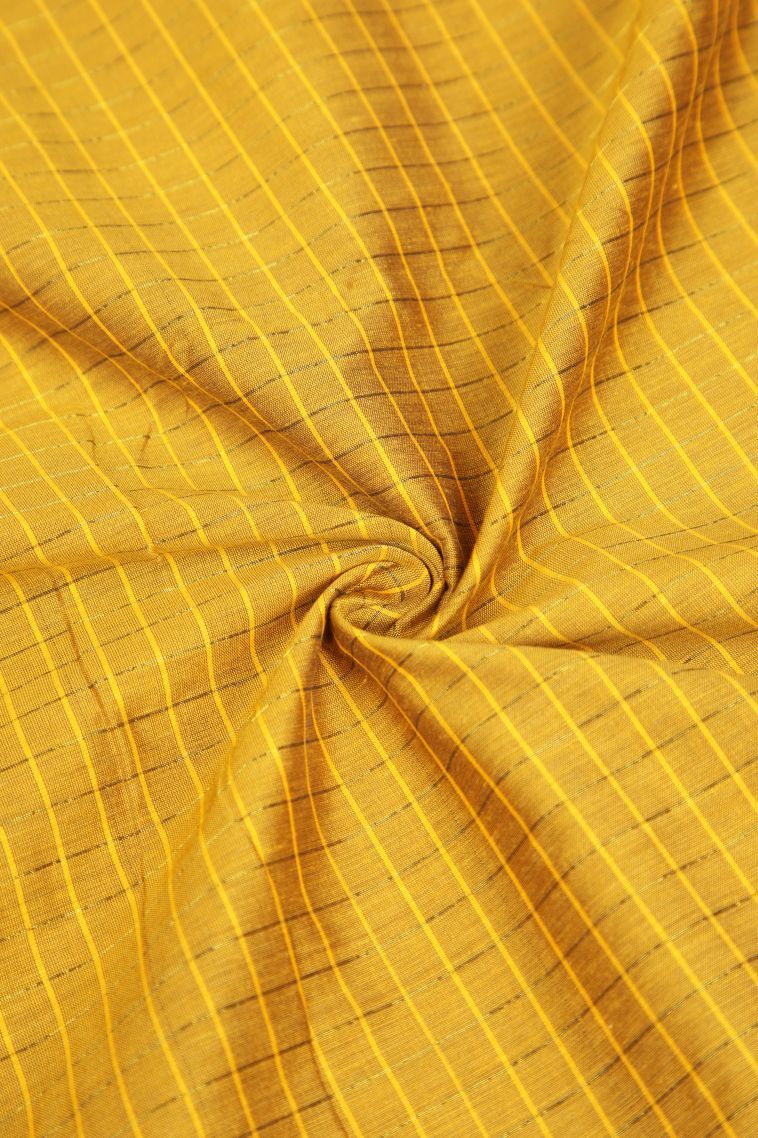 Lemon Yellow Kalyani Cotton with Without Zari Zari Checks view 4