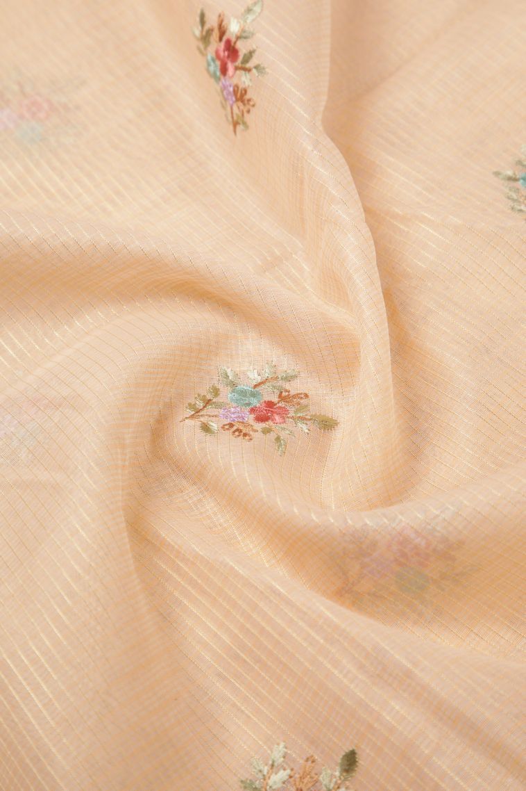 Salmon Pink Tussar Saree with Without Zari Zari Buttis (small Dots Or Motifs) view 4