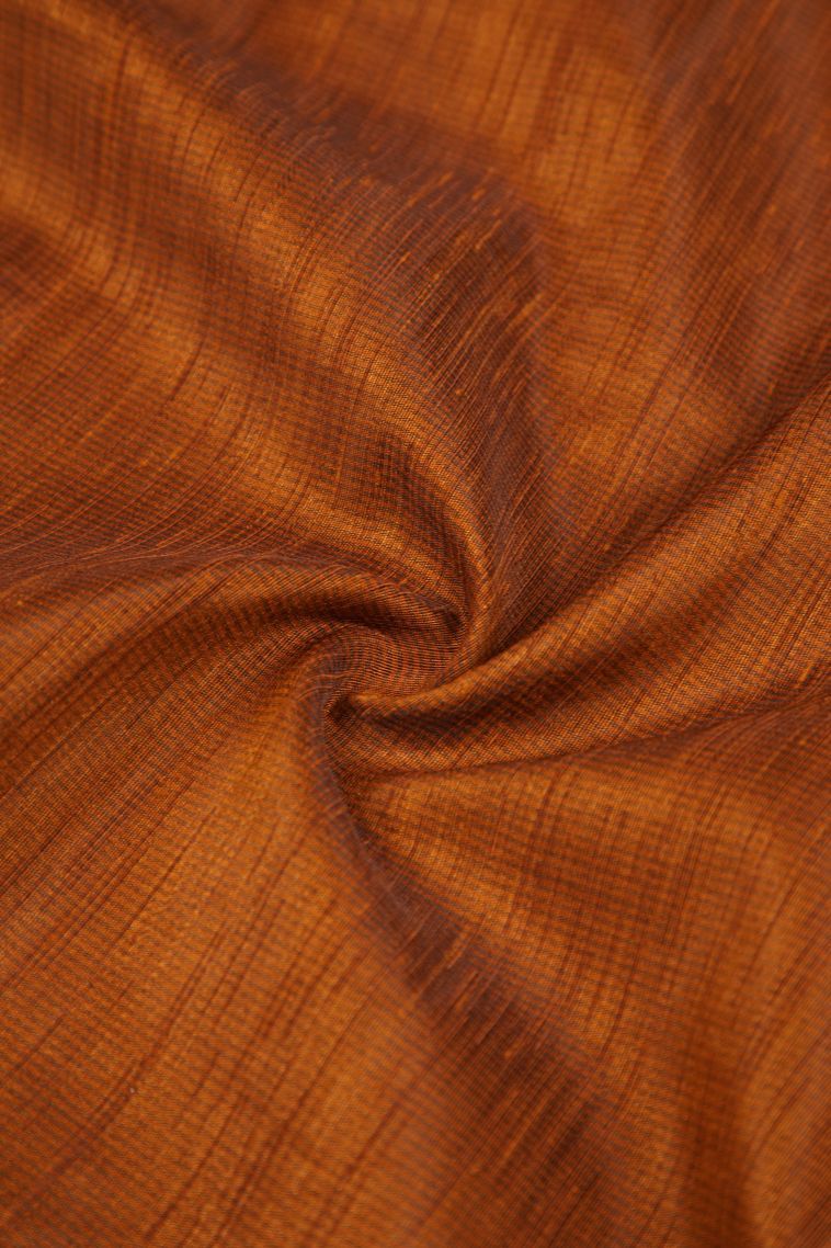 Bronze Orange Tussar Saree with Without Zari Zari Plain view 4