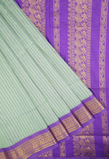 Mint Green Kalyani Cotton with Without Zari Zari Checks