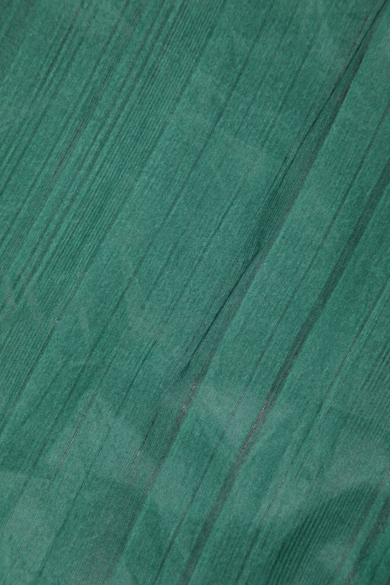 Pine Green Tussar Saree with Without Zari Zari Buttis (small Dots Or Motifs) view 3