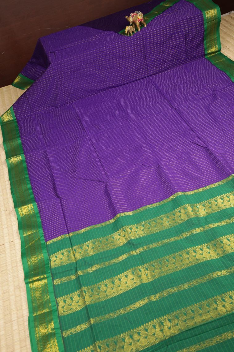 Viola Purple Kalyani Cotton with Without Zari Zari Checks view 2