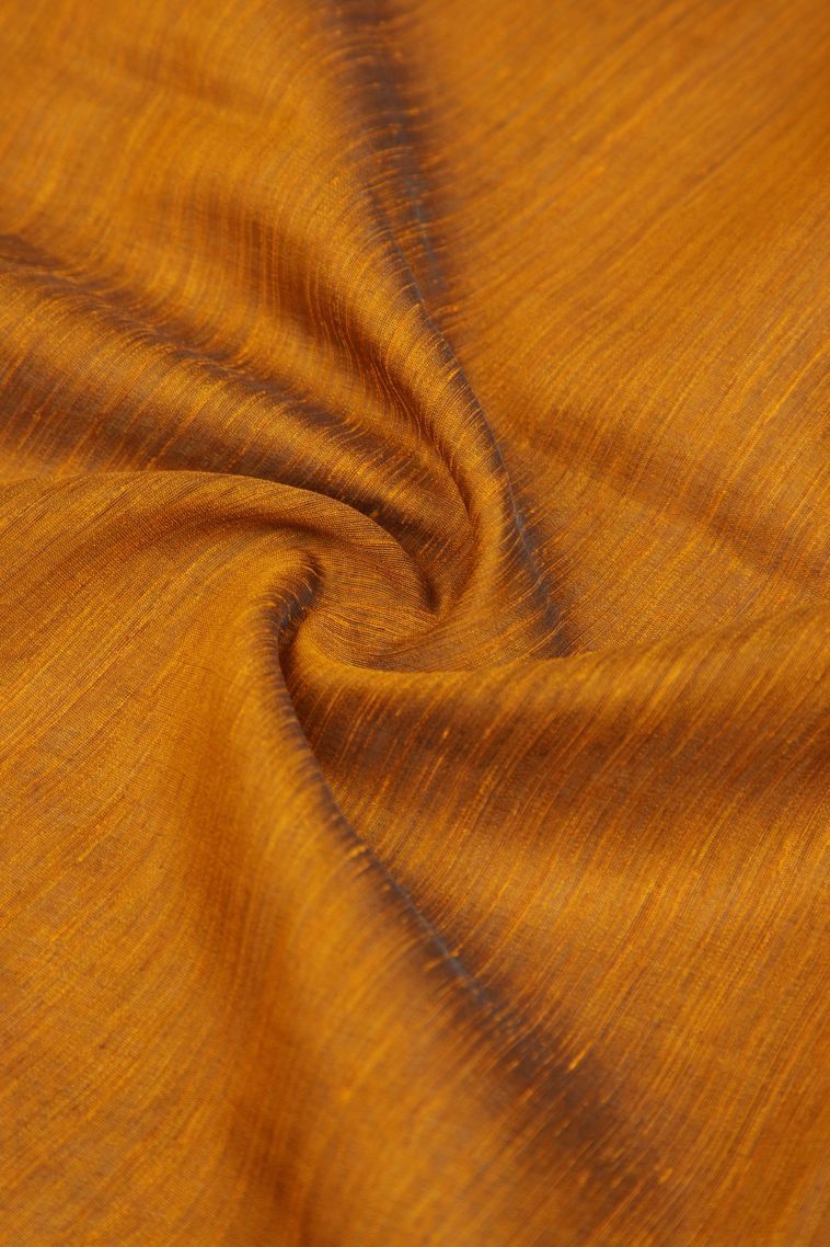 Honey Orange Tussar Saree with Without Zari Zari Plain view 4