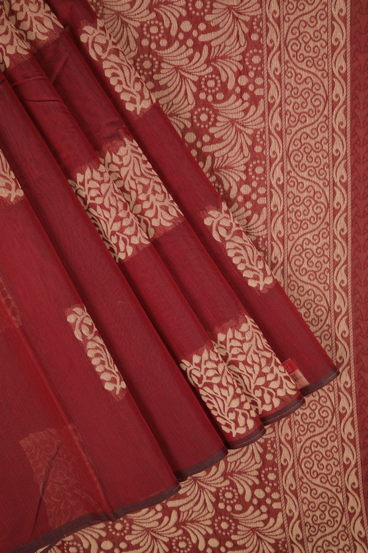 Apple Red Silk Cotton with Without Zari Zari Buttis (small Dots Or Motifs) view 1