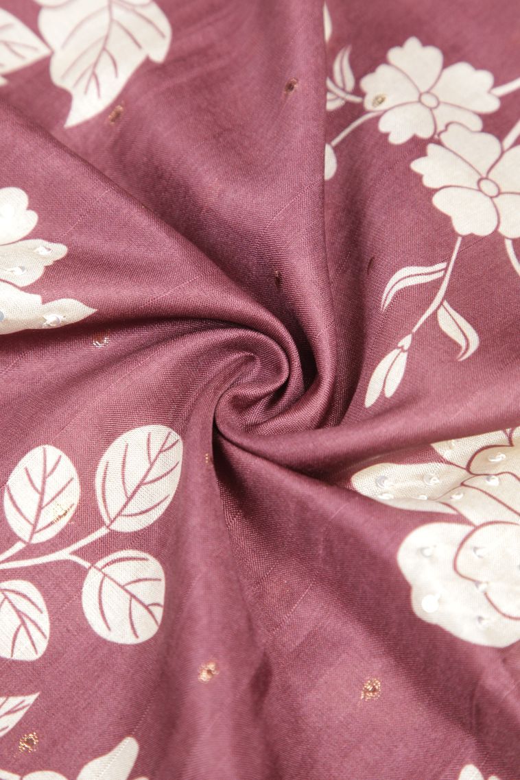 Rosewood Pink Tussar Saree with Without Zari Zari Floral Patterns view 4