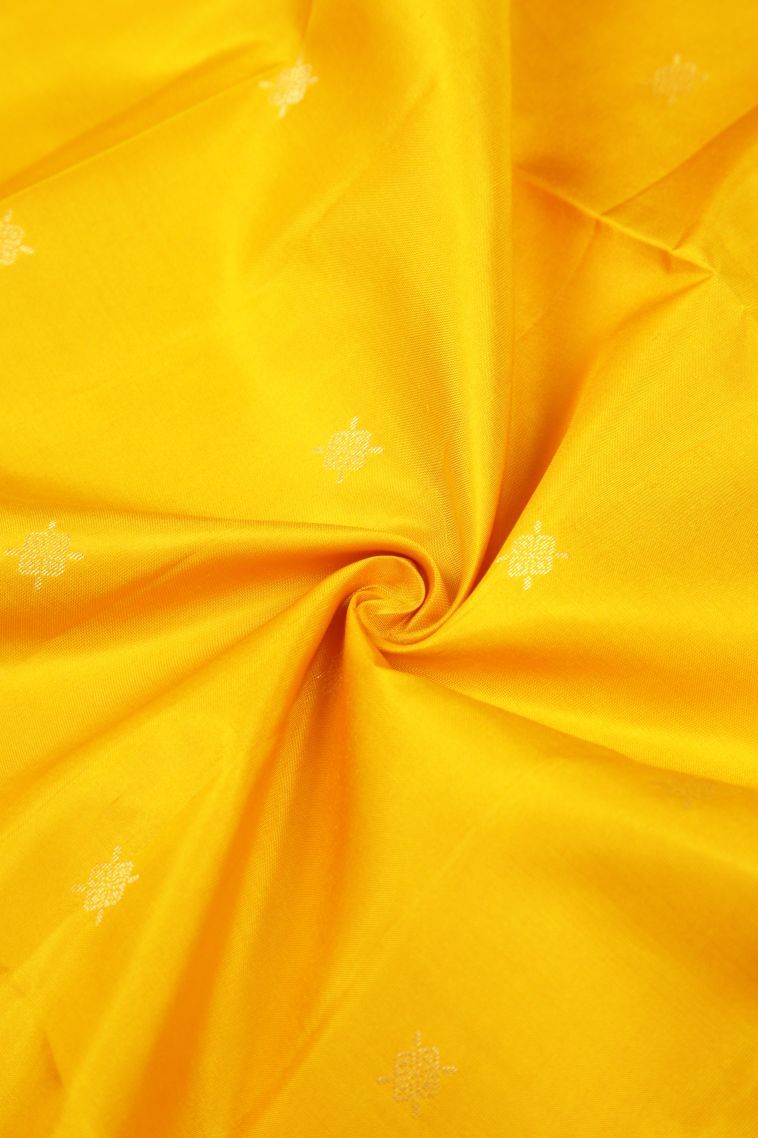 Lemon Yellow Soft Silk Saree with Gold Zari Buttis (small Dots Or Motifs) view 4