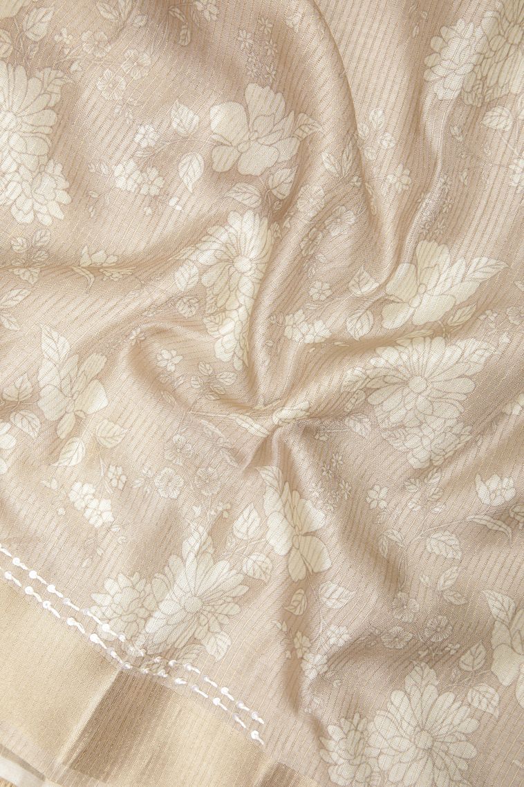 Bronze Orange Tussar Saree with Without Zari Zari Floral Patterns view 3