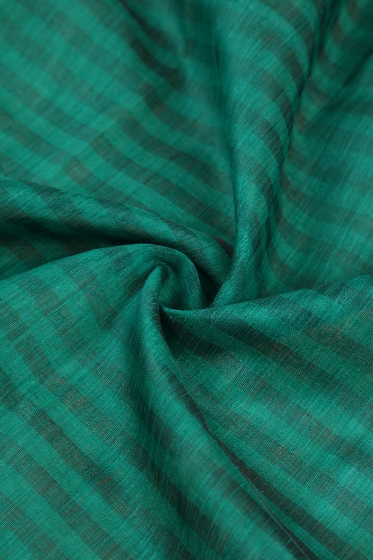 Pickle Green Tussar Saree with Without Zari Zari Stripes view 4
